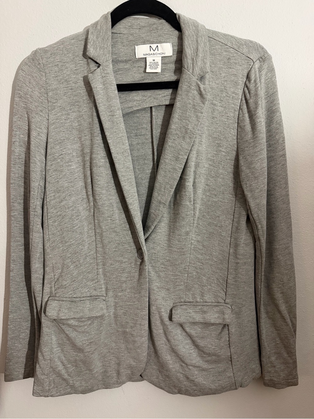 Magaschoni Light Gray Knit Single-Button Blazer